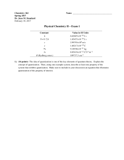 Physical Chemistry II &ndash; Exam 1