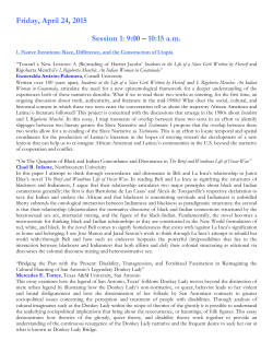 Friday, April 24, 2015 Session 1: 9:00 &ndash; 10:15 a.m.
