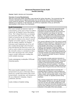 Advanced Placement Course Audit Aventa Learning Audit