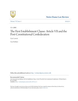 The First Establishment Clause: Article VII and the