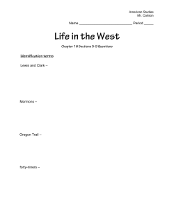 Name Period _____ Lewis and Clark – Mormons – Oregon Trail