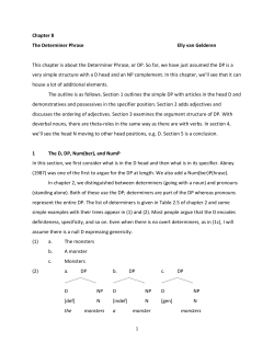 Chapter 8 The Determiner Phrase Elly van