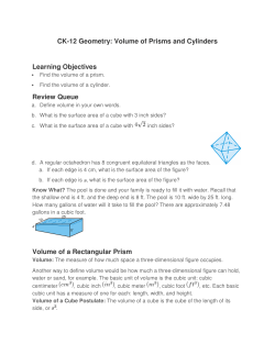 CK-12 Geometry: Volume of Prisms and Cylinders Learning