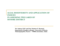 Algal Biodiversity and Diversity Indices in Two Lakes of Mysore District