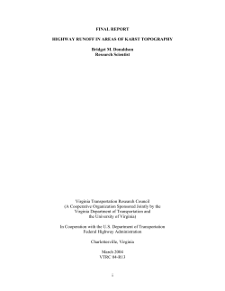 final report highway runoff in areas of karst topography