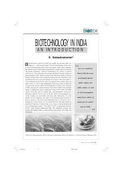 D. Balasubramanian - Asia Pacific Biotech News