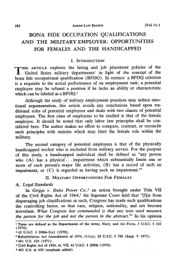 Bona Fide Occupation Qualifications and the Military Employer