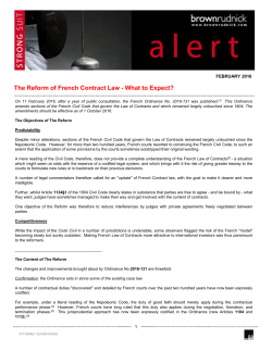 Alert: The Reform of French Contract Law