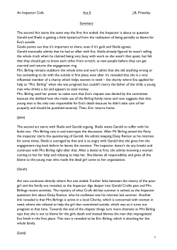 An Inspector Calls Act II J.B. Priestley 1 Summary The second Act
