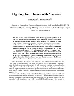 Lighting the Universe with filaments