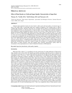 ORIGINAL ARTICLES Effect of Plant Density on Yield and Sugar