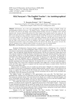 R.K.Narayan‟s &bdquo;The English Teacher‟: An Autobiographical Element