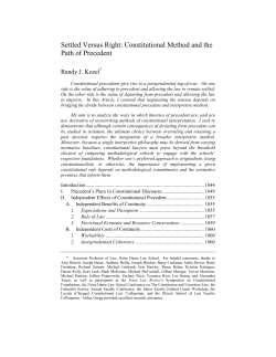 Constitutional Method and the Path of Precedent