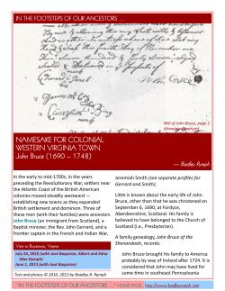 NAMESAKE FOR COLONIAL WESTERN VIRGINIA