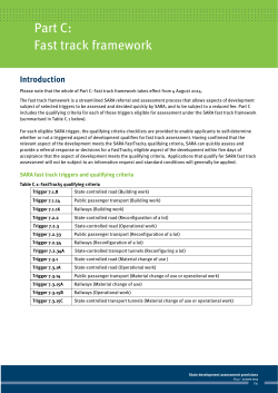 Part C: Fast tracking framework - Department of Infrastructure, Local