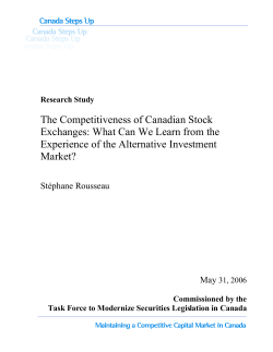 The Competitiveness of Canadian Stock Exchanges: What Can We
