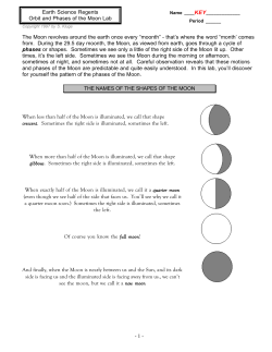 - 1 - Earth Science Regents Orbit and Phases of the Moon Lab The