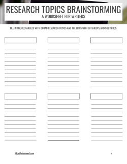 Research Topics Brainstorming Worksheets