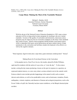 Carpe Diem: Making the Most of the Teachable Moment