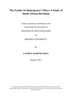 The Family in Shakespeare`s Plays: A Study of