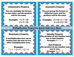 Example: 5 x 4 = 20 4 x 5 = 20 Example: (3 x 4) x 2 = 24 3 x (4 x 2