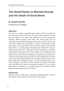 The Death-Poems to Michael Strunge and the Death of David Bowie