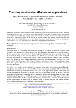 Modeling emotions for affect