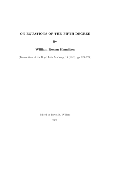 ON EQUATIONS OF THE FIFTH DEGREE By