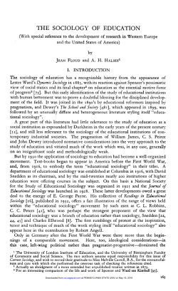 THE SOCIOLOGY OF EDUCATION