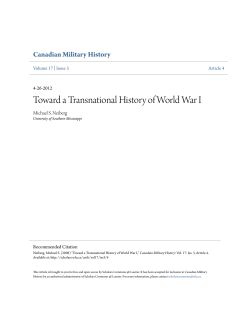 Toward a Transnational History of World War I