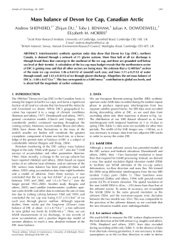 Mass balance of Devon Ice Cap, Canadian Arctic