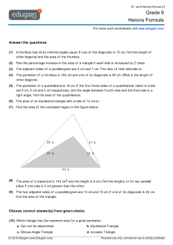Grade 9 Herons Formula