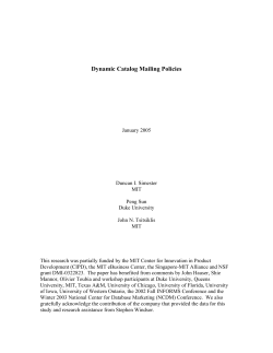 Dynamic Catalog Mailing Policies - Duke`s Fuqua School of Business