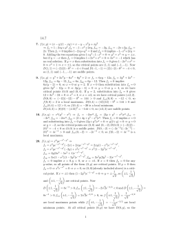 7. f(x, y)=(x - y)(1 - xy) = x - y - x 2y + xy &rArr; fx = 1-2xy+y2,fy = -1