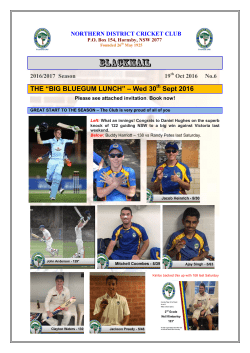 THE &ldquo;BIG BLUEGUM LUNCH&rdquo; &ndash; Wed 30th Sept 2016