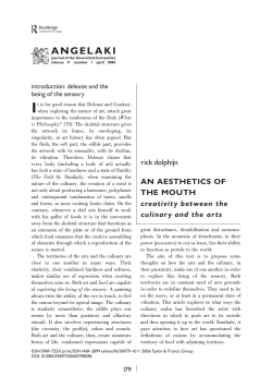 An Aesthetics of the Mouth: creativity between the