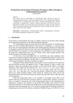 Productivity and meaning of European Portuguese affixes