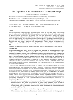 The Tragic Hero of the Modern Period&mdash;The African Concept