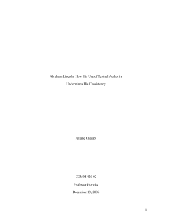 1 Abraham Lincoln: How His Use of Textual Authority