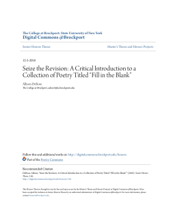 A Critical Introduction to a Collection of Poetry Titled &ldquo;Fill in the Blank&rdquo;