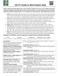LSC-O`s Guide to MLA Citation Style