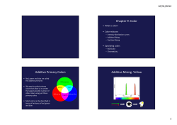 Chapter 9: Color Additive Primary Colors Additive Mixing: Yellow