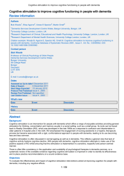 Cognitive stimulation to improve cognitive functioning in
