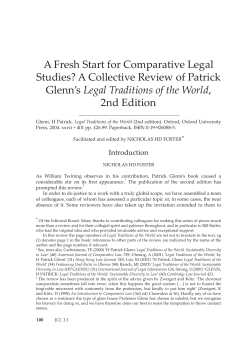 A Fresh Start for Comparative Legal Studies? A Collective Review of