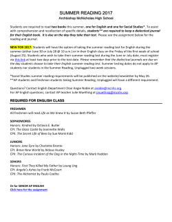 summer reading 2017 - Archbishop McNicholas High School