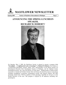 mayflower newsletter - Michigan Mayflower Descendants