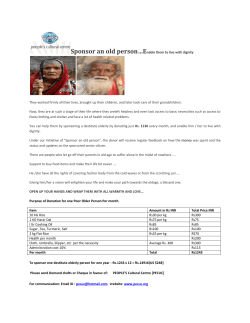 Sponsor an old person&hellip;Enable them to live with dignity They