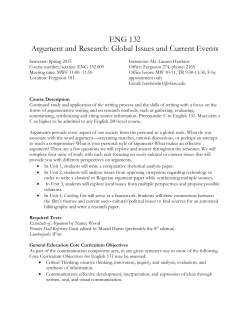 ENG 132 Argument and Research: Global Issues and Current Events