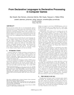 Declarative Languages to Declarative Processing in Computer Games