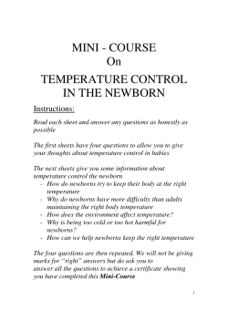 MINI - COURSE On TEMPERATURE CONTROL